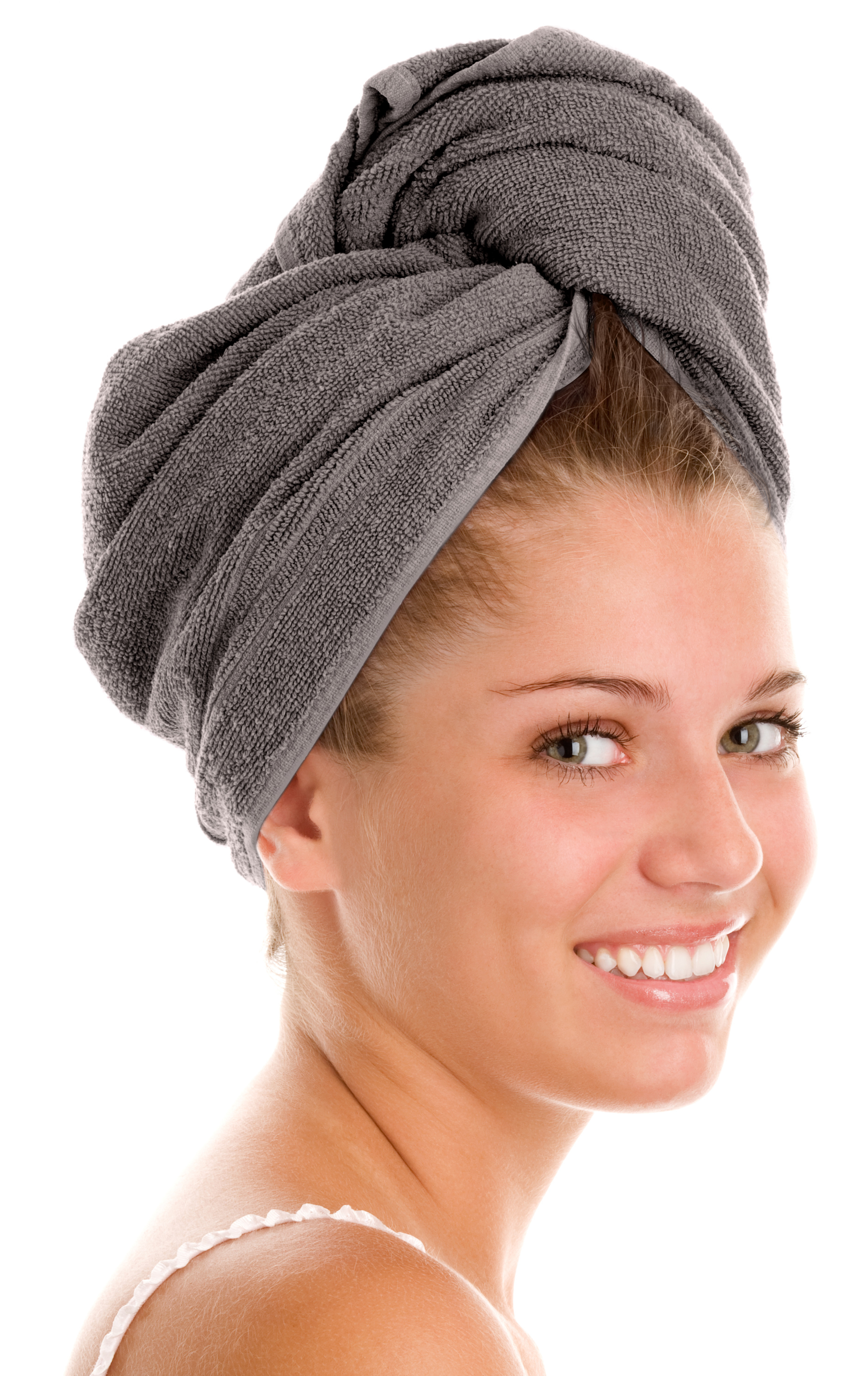 Slate Grey Hair Turban Towel 100 Cotton Absorbent Soft